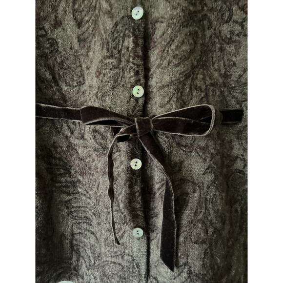 Sarah Spencer Brown Wool Ribbon Tie Button Cardigan Women’s L Knit Sweater - Picture 2 of 5